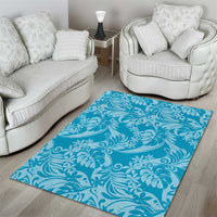 Tahiti Ninamu Tiare Floral Area Rug Monstera Palm Tropical Leaves - Polynesian Pride