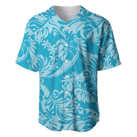 Tahiti Ninamu Tiare Floral Baseball Jersey Monstera Palm Tropical Leaves LT01 Blue - Polynesian Pride