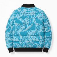 Tahiti Ninamu Tiare Floral Bomber Puffer Jacket Monstera Palm Tropical Leaves LT01 - Polynesian Pride