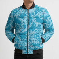 Tahiti Ninamu Tiare Floral Bomber Puffer Jacket Monstera Palm Tropical Leaves LT01 - Polynesian Pride