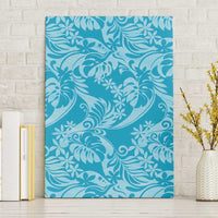 Tahiti Ninamu Tiare Floral Canvas Wall Art Monstera Palm Tropical Leaves LT01 Without Frame Blue - Polynesian Pride