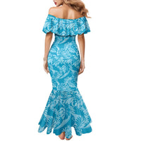 Tahiti Ninamu Tiare Floral Family Matching Mermaid Dress and Hawaiian Shirt Monstera Palm Tropical Leaves - Polynesian Pride