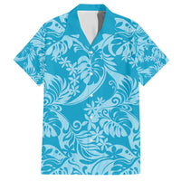 Tahiti Ninamu Tiare Floral Family Matching Off Shoulder Maxi Dress and Hawaiian Shirt Monstera Palm Tropical Leaves - Polynesian Pride