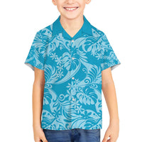 Tahiti Ninamu Tiare Floral Family Matching Off Shoulder Maxi Dress and Hawaiian Shirt Monstera Palm Tropical Leaves - Polynesian Pride