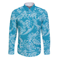 Tahiti Ninamu Tiare Floral Family Matching Off Shoulder Short Dress and Hawaiian Shirt Monstera Palm Tropical Leaves - Polynesian Pride