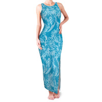 Tahiti Ninamu Tiare Floral Family Matching Tank Maxi Dress and Hawaiian Shirt Monstera Palm Tropical Leaves - Polynesian Pride