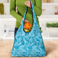 Tahiti Ninamu Tiare Floral Grocery Bag Monstera Palm Tropical Leaves LT01 - Polynesian Pride
