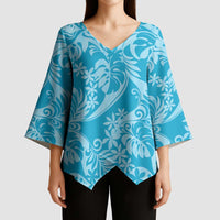 Tahiti Ninamu Tiare Floral Kimono Sleeve Blouse Monstera Palm Tropical Leaves LT01 - Polynesian Pride