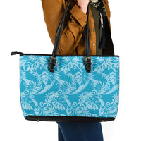Tahiti Ninamu Tiare Floral Leather Tote Bag Monstera Palm Tropical Leaves LT01 - Polynesian Pride