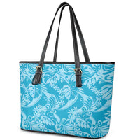 Tahiti Ninamu Tiare Floral Leather Tote Bag Monstera Palm Tropical Leaves LT01 - Polynesian Pride