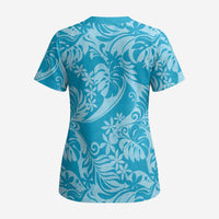 Tahiti Ninamu Tiare Floral Scrub Top Monstera Palm Tropical Leaves LT01 - Polynesian Pride