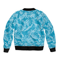 Tahiti Ninamu Tiare Floral Sleeve Zip Bomber Jacket Monstera Palm Tropical Leaves LT01 - Polynesian Pride