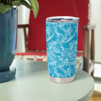 Tahiti Ninamu Tiare Floral Tumbler Cup Monstera Palm Tropical Leaves - Polynesian Pride
