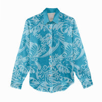 Tahiti Ninamu Tiare Floral Women Casual Shirt Monstera Palm Tropical Leaves - Polynesian Pride