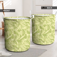 Tahiti Olive Tiare Floral Laundry Basket Monstera Palm Tropical Leaves LT01 - Polynesian Pride