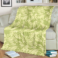 Tahiti Olive Tiare Floral Blanket Monstera Palm Tropical Leaves - Polynesian Pride