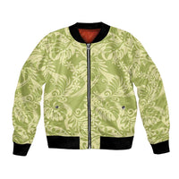 Tahiti Olive Tiare Floral Bomber Jacket Monstera Palm Tropical Leaves LT01 Unisex Olive - Polynesian Pride