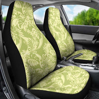 Tahiti Olive Tiare Floral Car Seat Cover Monstera Palm Tropical Leaves - Polynesian Pride
