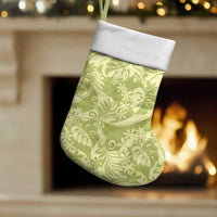 Tahiti Olive Tiare Floral Christmas Stocking Monstera Palm Tropical Leaves - Polynesian Pride
