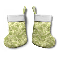 Tahiti Olive Tiare Floral Christmas Stocking Monstera Palm Tropical Leaves - Polynesian Pride