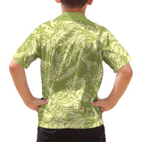 Tahiti Olive Tiare Floral Family Matching Puletasi and Hawaiian Shirt Monstera Palm Tropical Leaves - Polynesian Pride