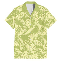 Tahiti Olive Tiare Floral Family Matching Puletasi and Hawaiian Shirt Monstera Palm Tropical Leaves - Polynesian Pride