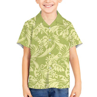 Tahiti Olive Tiare Floral Family Matching Puletasi and Hawaiian Shirt Monstera Palm Tropical Leaves - Polynesian Pride