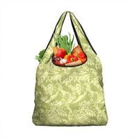 Tahiti Olive Tiare Floral Grocery Bag Monstera Palm Tropical Leaves LT01 1-pack One Size Olive - Polynesian Pride