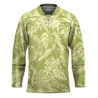 Tahiti Olive Tiare Floral Hockey Jersey Monstera Palm Tropical Leaves LT01 Unisex Olive - Polynesian Pride