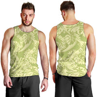 Tahiti Olive Tiare Floral Men Tank Top Monstera Palm Tropical Leaves LT01 - Polynesian Pride