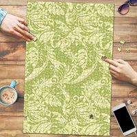 Tahiti Olive Tiare Floral Puzzle Monstera Palm Tropical Leaves LT01 Olive - Polynesian Pride