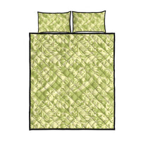 Tahiti Olive Tiare Floral Quilt Bed Set Monstera Palm Tropical Leaves LT01 - Polynesian Pride