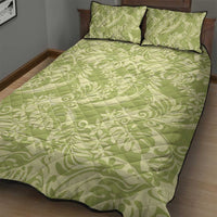 Tahiti Olive Tiare Floral Quilt Bed Set Monstera Palm Tropical Leaves LT01 - Polynesian Pride