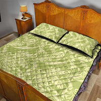 Tahiti Olive Tiare Floral Quilt Bed Set Monstera Palm Tropical Leaves LT01 - Polynesian Pride