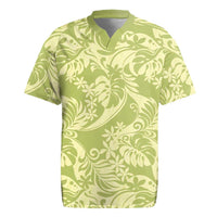 Tahiti Olive Tiare Floral Rugby Jersey Monstera Palm Tropical Leaves LT01 Olive - Polynesian Pride
