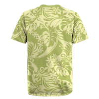 Tahiti Olive Tiare Floral Rugby Jersey Monstera Palm Tropical Leaves LT01 - Polynesian Pride