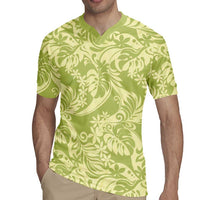 Tahiti Olive Tiare Floral Rugby Jersey Monstera Palm Tropical Leaves LT01 - Polynesian Pride
