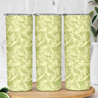 Tahiti Olive Tiare Floral Skinny Tumbler Monstera Palm Tropical Leaves - Polynesian Pride