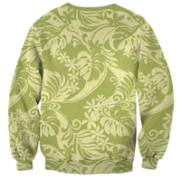 Tahiti Olive Tiare Floral Sweatshirt Monstera Palm Tropical Leaves LT01 - Polynesian Pride