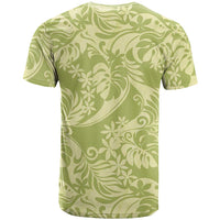 Tahiti Olive Tiare Floral T Shirt Monstera Palm Tropical Leaves LT01 - Polynesian Pride