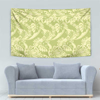 Tahiti Olive Tiare Floral Tapestry Monstera Palm Tropical Leaves - Polynesian Pride
