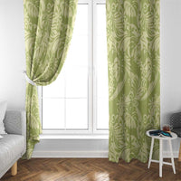 Tahiti Olive Tiare Floral Window Curtain Monstera Palm Tropical Leaves - Polynesian Pride