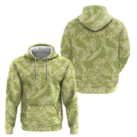 Tahiti Olive Tiare Floral Zip Hoodie Monstera Palm Tropical Leaves LT01 - Polynesian Pride