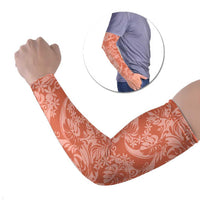 Tahiti Puatou Tiare Floral Arm Sleeves Monstera Palm Tropical Leaves LT01 Set of 2 Orange - Polynesian Pride