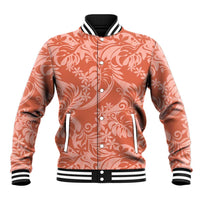 Tahiti Puatou Tiare Floral Baseball Jacket Monstera Palm Tropical Leaves LT01 Unisex Orange - Polynesian Pride