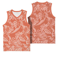 Tahiti Puatou Tiare Floral Basketball Jersey Monstera Palm Tropical Leaves LT01 - Polynesian Pride