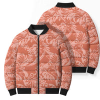 Tahiti Puatou Tiare Floral Bomber Puffer Jacket Monstera Palm Tropical Leaves LT01 - Polynesian Pride
