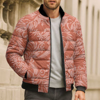 Tahiti Puatou Tiare Floral Bomber Puffer Jacket Monstera Palm Tropical Leaves LT01 - Polynesian Pride