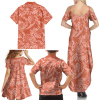 Tahiti Puatou Tiare Floral Family Matching Summer Maxi Dress and Hawaiian Shirt Monstera Palm Tropical Leaves - Polynesian Pride