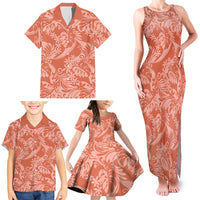 Tahiti Puatou Tiare Floral Family Matching Tank Maxi Dress and Hawaiian Shirt Monstera Palm Tropical Leaves - Polynesian Pride